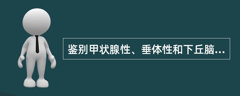 鉴别甲状腺性、垂体性和下丘脑性甲状腺功能减退最可靠的试验为A、血浆TSH测定B、