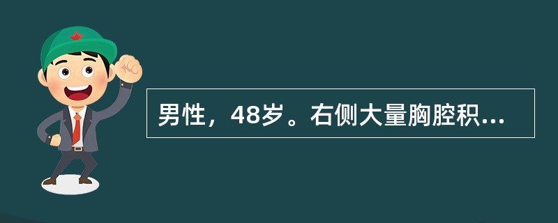 男性，48岁。右侧大量胸腔积液，诊断为结核性胸膜炎。胸腔穿刺抽液每次不宜过多过快