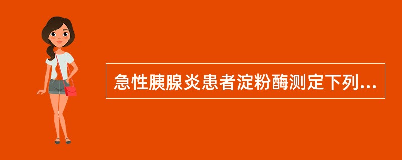 急性胰腺炎患者淀粉酶测定下列各项中不正确的是A、尿淀粉酶升高比血淀粉酶晚B、血淀