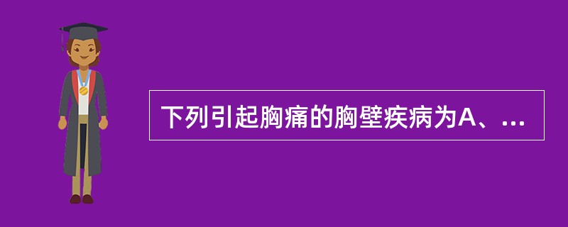 下列引起胸痛的胸壁疾病为A、肺癌B、胸膜肿瘤C、自发性气胸D、带状疱疹E、胸膜炎