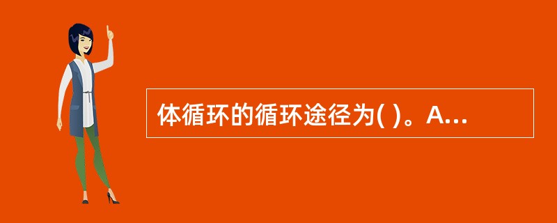 体循环的循环途径为( )。A、右心室£­主动脉及各级分支£­全身毛细血管£­上、