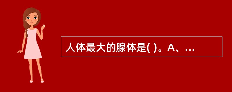 人体最大的腺体是( )。A、胃B、胰腺C、肝D、脾E、肾