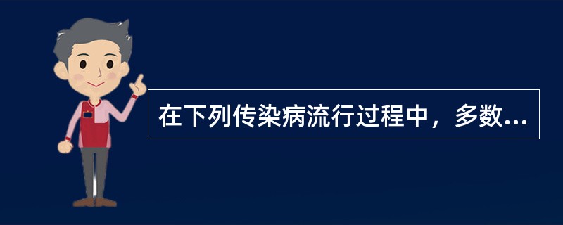 在下列传染病流行过程中，多数临床病例表现为显性感染的传染病是A、流行性乙型脑炎B