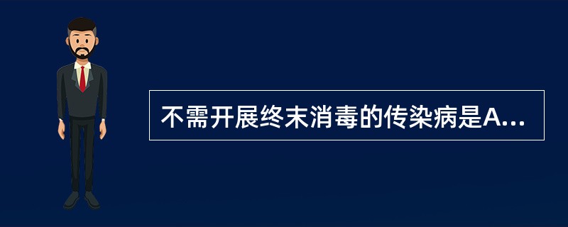 不需开展终末消毒的传染病是A、霍乱、副霍乱B、细菌性痢疾C、流行性脑脊髓膜炎D、