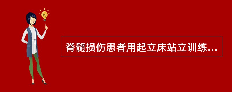 脊髓损伤患者用起立床站立训练的正确叙述是 ( )A、应尽早用起立床进行站立训练B