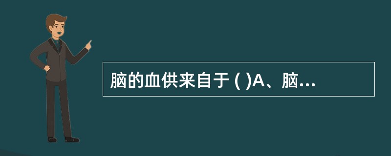 脑的血供来自于 ( )A、脑膜中动脉B、颈内动脉C、颞浅动脉D、椎动脉E、颈外动