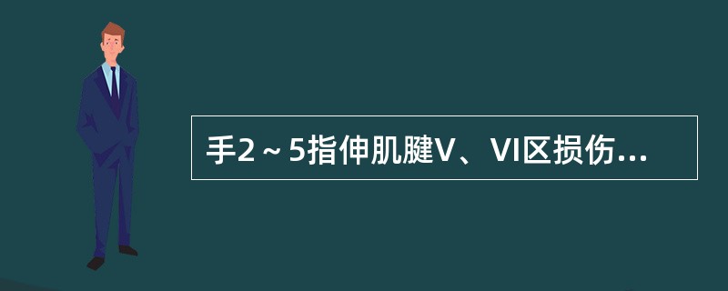 手2～5指伸肌腱V、Ⅵ区损伤修复术后 ( )A、3～4周，制动腕背屈30°，掌指