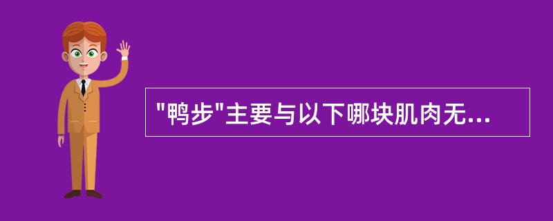 "鸭步"主要与以下哪块肌肉无力有关A、臀大肌B、臀中肌C、股四头肌D、腓肠肌E、