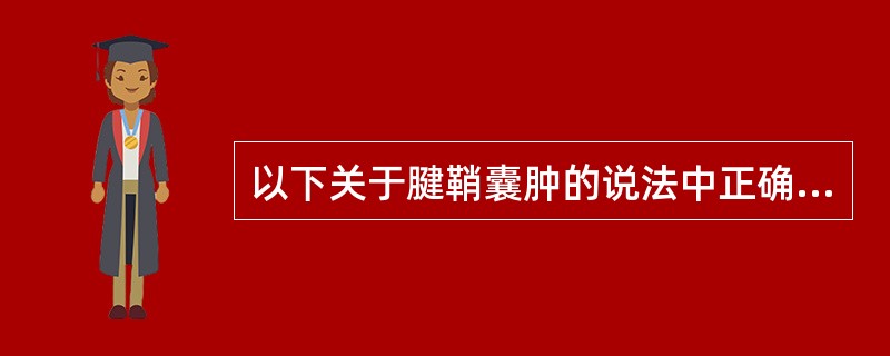 以下关于腱鞘囊肿的说法中正确的是A、又称为弹响指B、发病缓慢，初为晨僵、疼痛，活