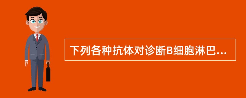 下列各种抗体对诊断B细胞淋巴瘤最有意义的是A、CD3B、CD20C、CD10D、