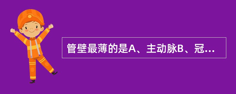管壁最薄的是A、主动脉B、冠状动脉C、毛细血管D、大隐静脉E、肺动脉