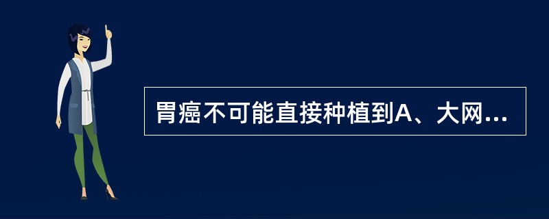 胃癌不可能直接种植到A、大网膜B、腹膜C、肾脏D、卵巢E、子宫