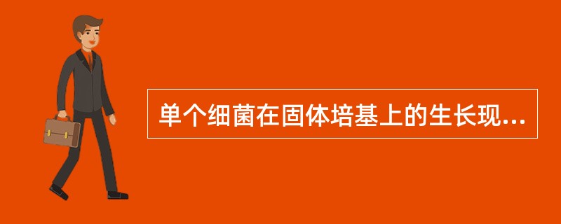 单个细菌在固体培基上的生长现象是A、菌落B、菌膜C、菌丝D、菌团E、菌苔