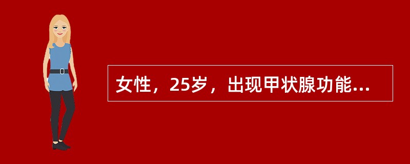 女性，25岁，出现甲状腺功能亢进症象，行甲状腺部分切除术后仍显甲亢。盆腔B超发现