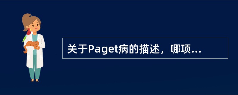 关于Paget病的描述，哪项正确？( )A、发生于乳腺小叶的末梢导管和腺泡B、导