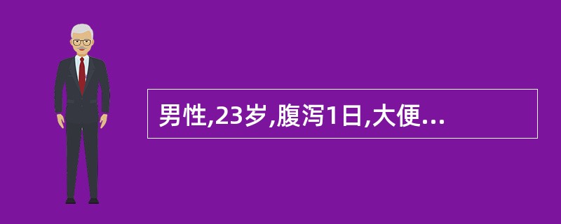 男性,23岁,腹泻1日,大便6~7次£¯日,为水样便,无发热及里急后重感,便常规