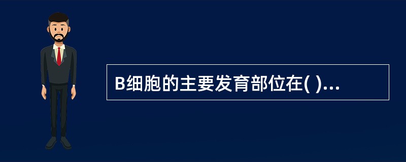 B细胞的主要发育部位在( )。A、淋巴结、肝等器官及结缔组织B、胸腺C、脾脏D、