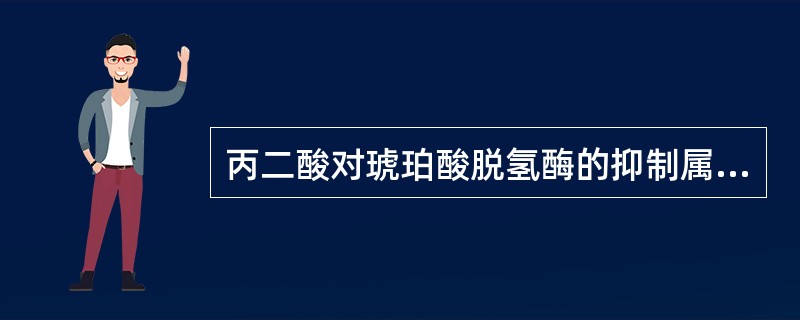 丙二酸对琥珀酸脱氢酶的抑制属于( )。A、非竞争性抑制B、反馈抑制C、竞争性抑制