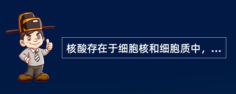 核酸存在于细胞核和细胞质中，DNA大部分位于细胞核中，Feulgen的DNA染色