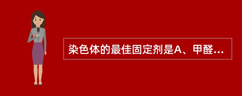 染色体的最佳固定剂是A、甲醛B、乙醇C、乙酸D、锇酸E、戊二醛