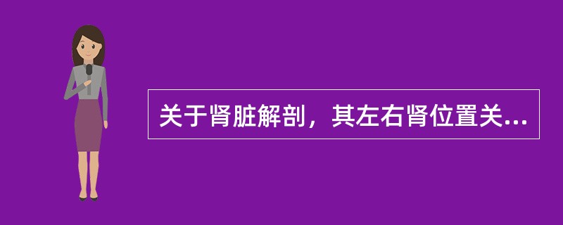 关于肾脏解剖，其左右肾位置关系正确的是（）