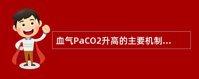 血气PaCO2升高的主要机制是（）。