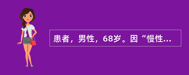 患者，男性，68岁。因“慢性咳嗽、咳痰伴喘息20年，症状加重6天”入院。不吸氧时