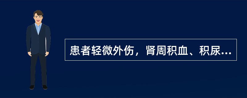 患者轻微外伤，肾周积血、积尿，结合所示图像，最可能的诊断是()