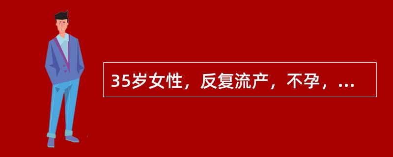 35岁女性，反复流产，不孕，CT扫描子宫增大呈分叶状，表面光滑，子宫肌内两个囊实