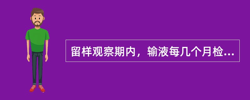 留样观察期内，输液每几个月检查一次（）