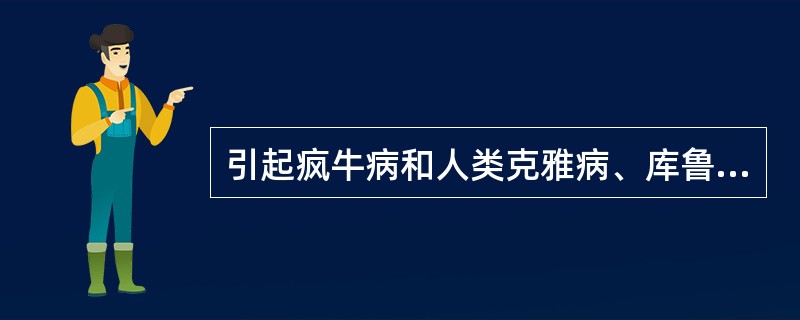 引起疯牛病和人类克雅病、库鲁病等的病原因子是（）