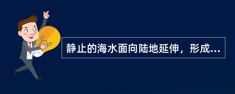 静止的海水面向陆地延伸，形成一个封闭的曲面，称为（）。