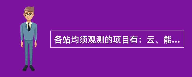 各站均须观测的项目有：云、能见度、天气现象、气压、空气温度和湿度、风向风速、降水