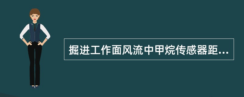 掘进工作面风流中甲烷传感器距碛头必须小于（），无风筒侧。