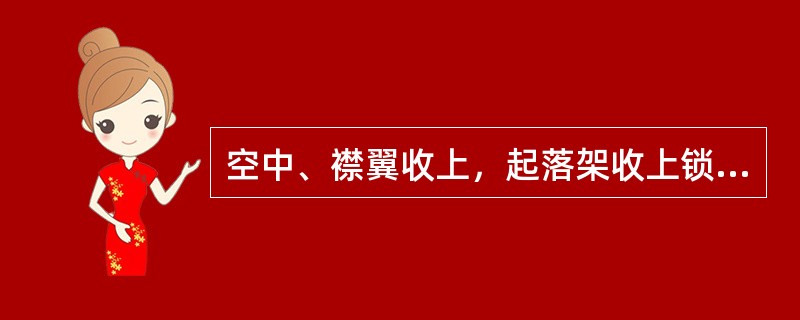 空中、襟翼收上，起落架收上锁好，油门收回：（）.