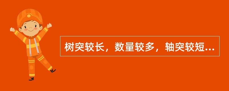 树突较长，数量较多，轴突较短，一个神经元一般只有一个轴突。（）