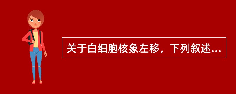 关于白细胞核象左移，下列叙述哪项比较确切（）