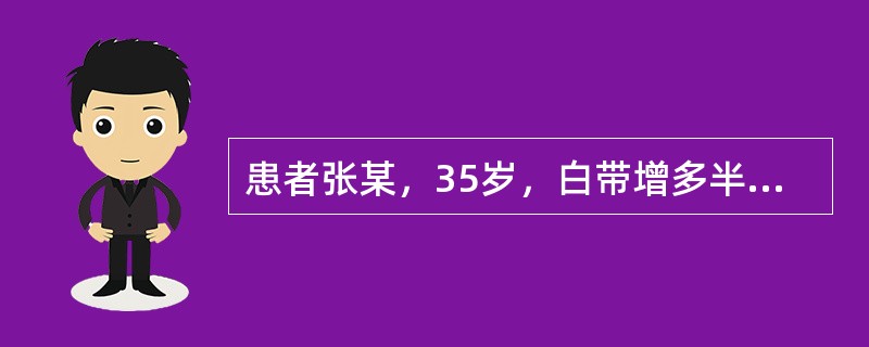 患者张某，35岁，白带增多半年，近来出现性交后出血。妇科检查宫颈重度糜烂，附件未