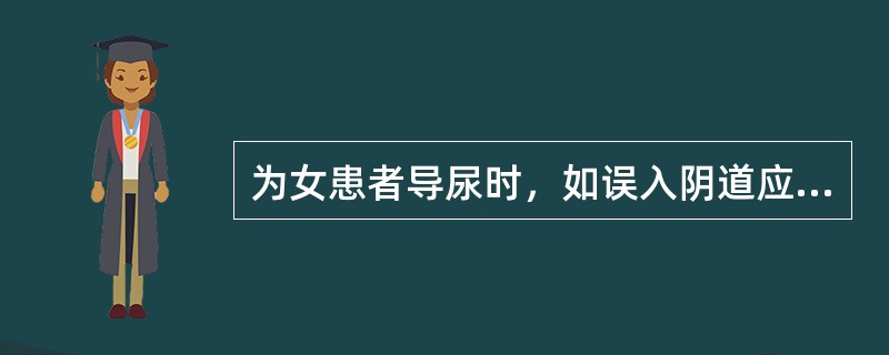 为女患者导尿时，如误入阴道应拔出消毒导尿管后再插。