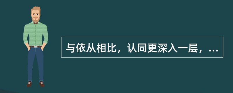 与依从相比，认同更深入一层，它不受外界压力控制，行为具有一定的()