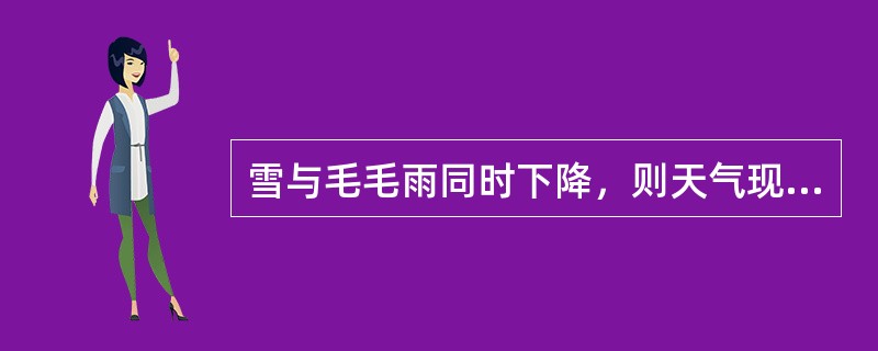 雪与毛毛雨同时下降，则天气现象栏应（）。