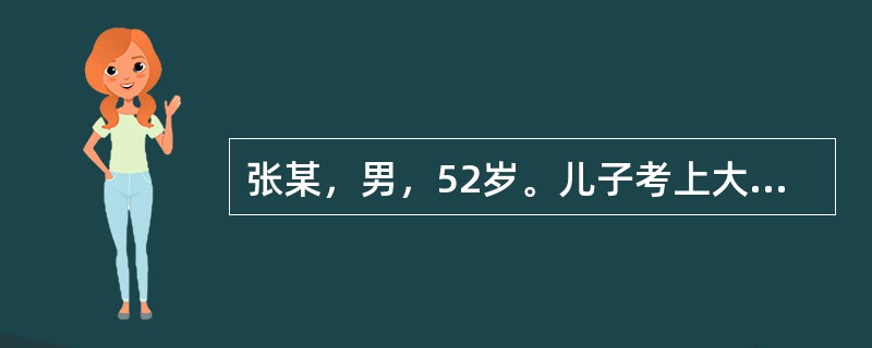 张某，男，52岁。儿子考上大学，但因为没钱交学费，想到可以出卖自己的一个肾脏，于