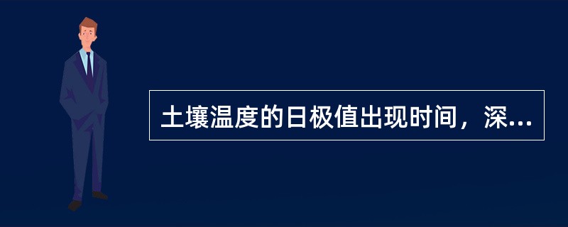 土壤温度的日极值出现时间，深度每增加10cm落后（）。