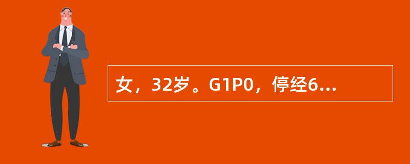 女，32岁。G1P0，停经60天，阴道不规则出血7天，时有阵发性腹痛。妇科检查：