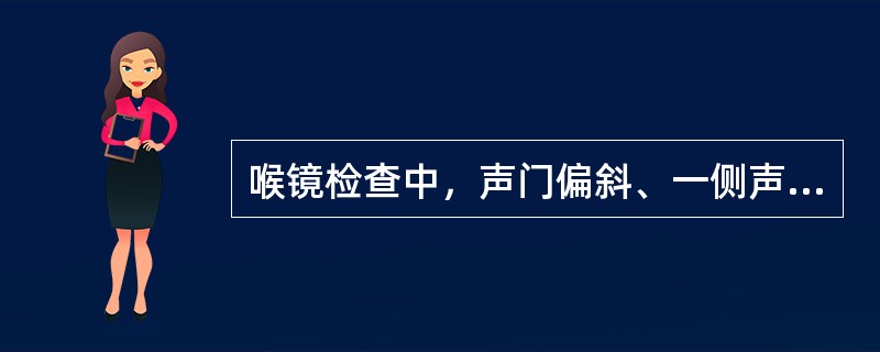 喉镜检查中，声门偏斜、一侧声带皱缩，则提示为()肺癌患者如出现声音嘶哑、呛咳，可