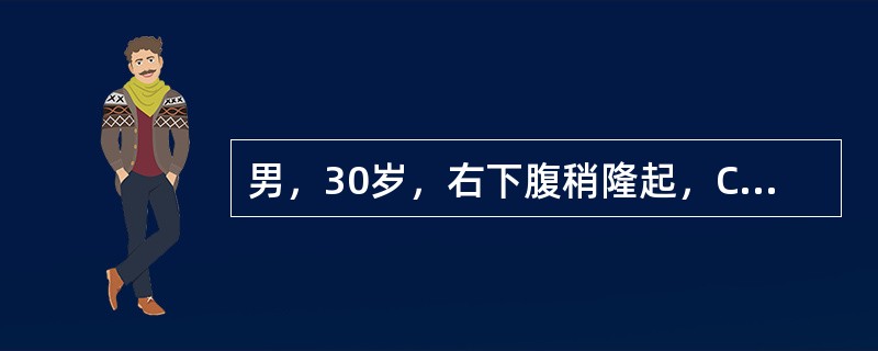 男，30岁，右下腹稍隆起，CT检查如图，最可能的诊断为()