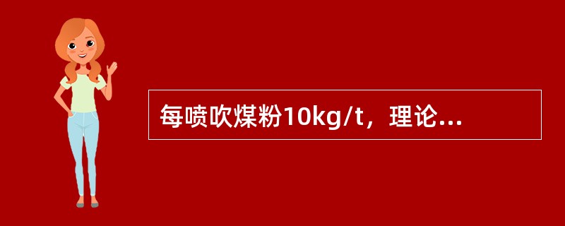 每喷吹煤粉10kg/t，理论燃烧温度降低（），风温每提高100℃，理论燃烧温度提