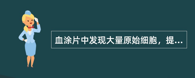 血涂片中发现大量原始细胞，提示()