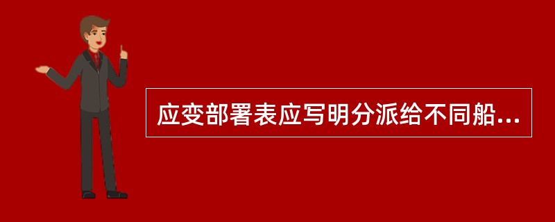 应变部署表应写明分派给不同船员的任务，这些任务仅包括制定的有关使用消防设备和装置