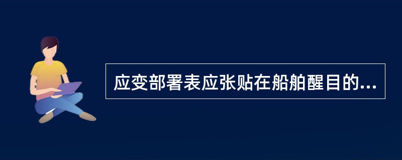 应变部署表应张贴在船舶醒目的位置，如驾驶室、（）、餐厅和生活区的主要走廊等部位。